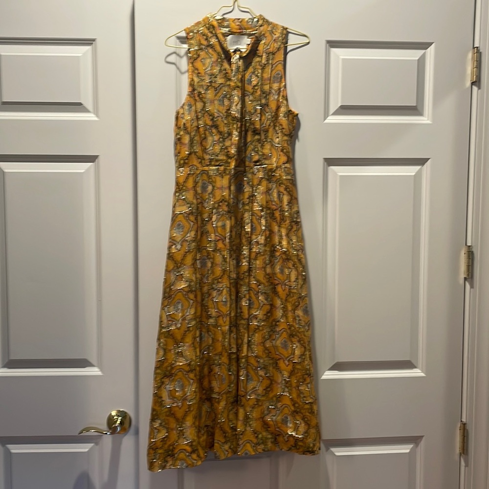 HD Paris pleated chiffon metallic dress size 00